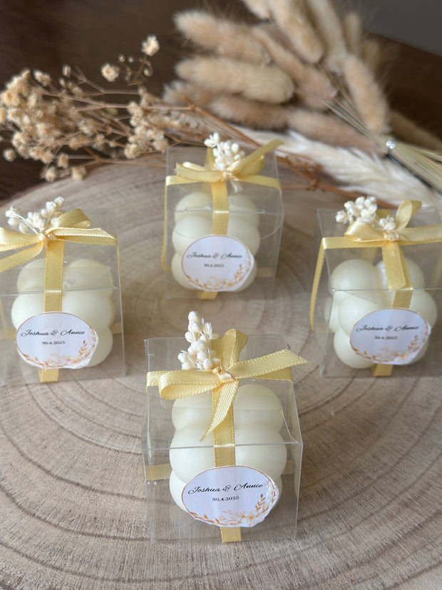 White bubble candle in box packaging