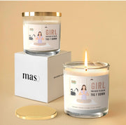 Scented soy wax candle with empowering label