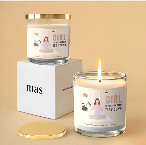 Scented soy wax candle with empowering label
