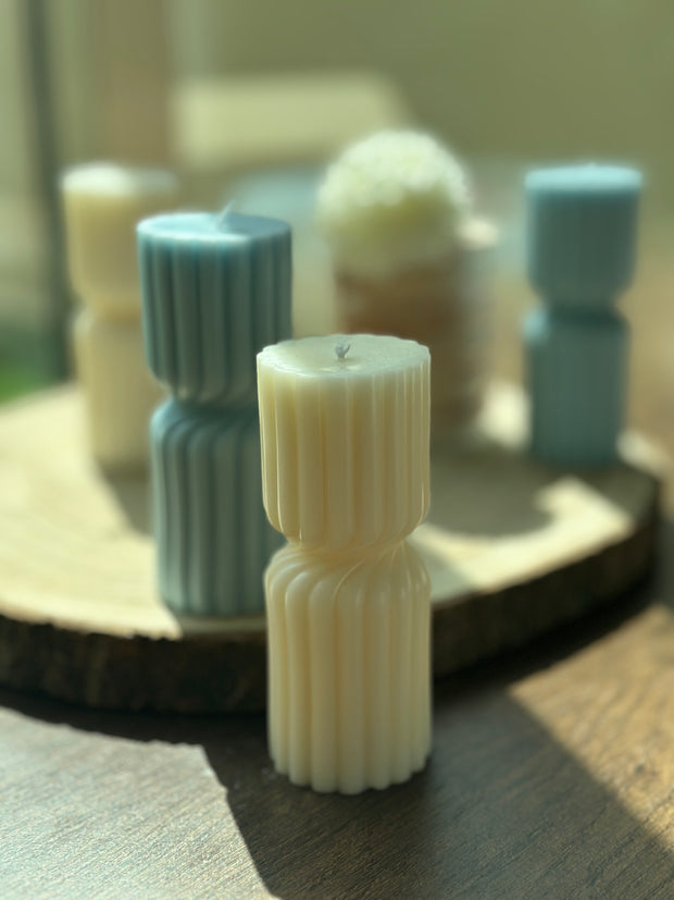 Ribbed Pillar Candle