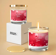 I love you labeled candle for valentine's day