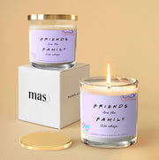 Scented candle with Friendship Day label
