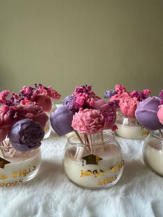 mini flower bouquet candle