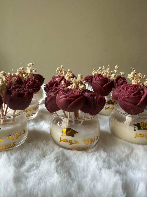 mini flower bouquet candle