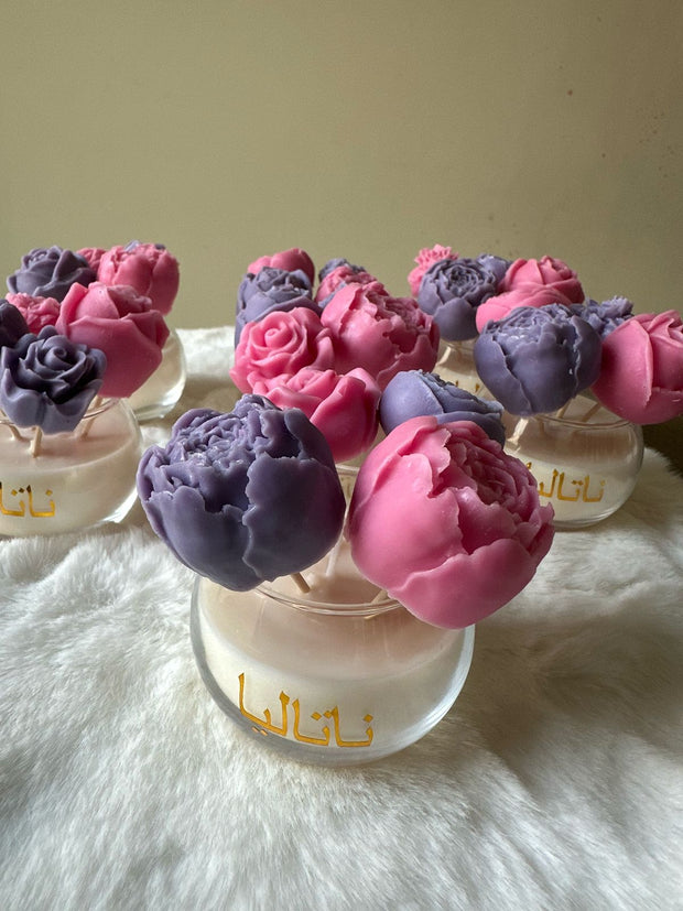 mini flower bouquet candle