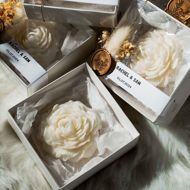 White Peony Flower Candle