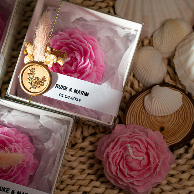 Pink Peony Flower Candle 